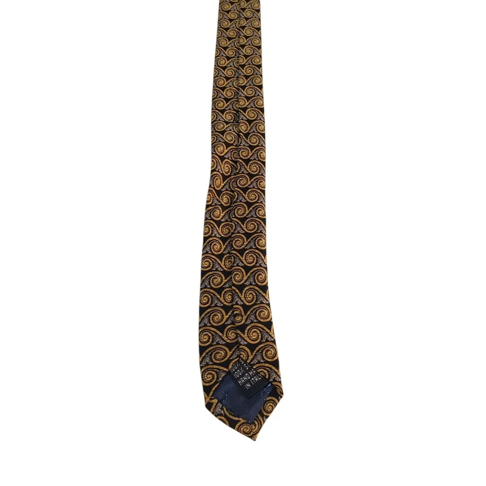 Valentino‎ Mens Tie Necktie Designer Luxury Brown Black Gray Geometric Suit Work